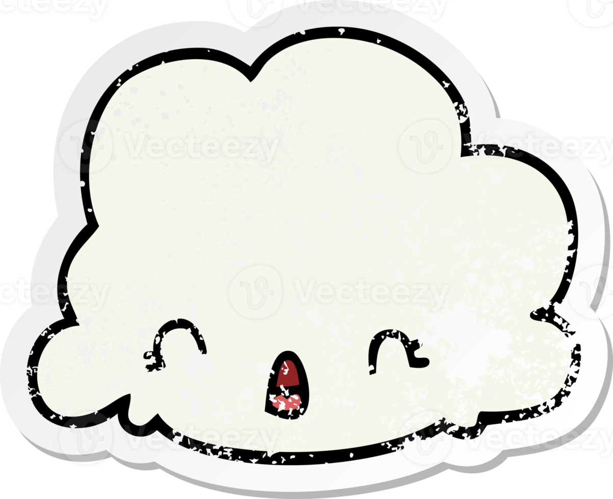 distressed sticker of a cartoon cloud png