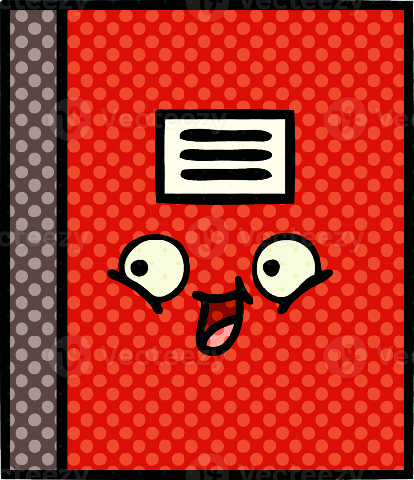 comic book style cartoon of a notebook png