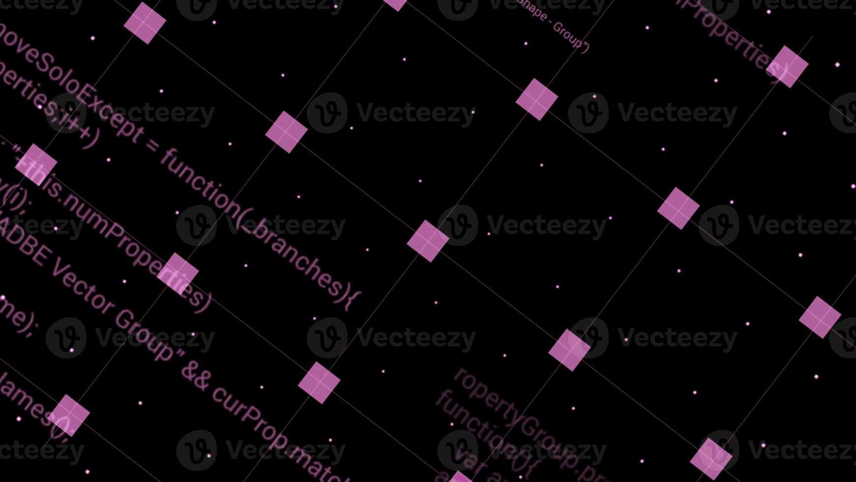 Rotating background with grid and program code. Motion. Grid with squares and written program code rotates on black background. Program codes in grid. Beautiful hacker background photo