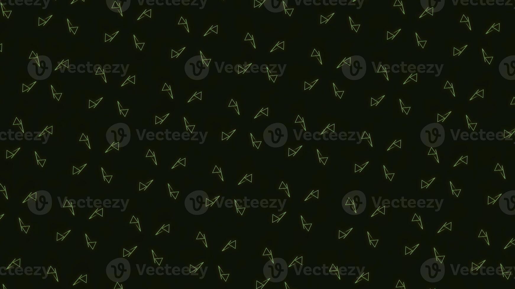 Abstract hypnotic spinning motion of multiple rows of white triangles. Motion. Bright background changing color from green to yellow. photo