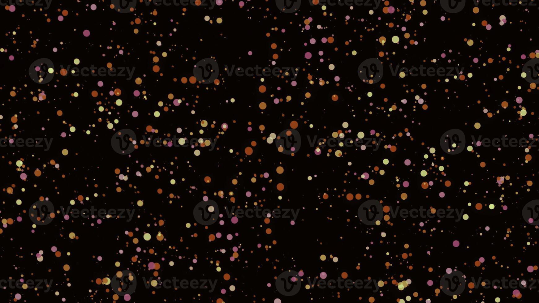 Background of moving dots in Christmas colors. Animation. Beautiful colorful dots randomly move on black background. Christmas color combination in moving dots photo