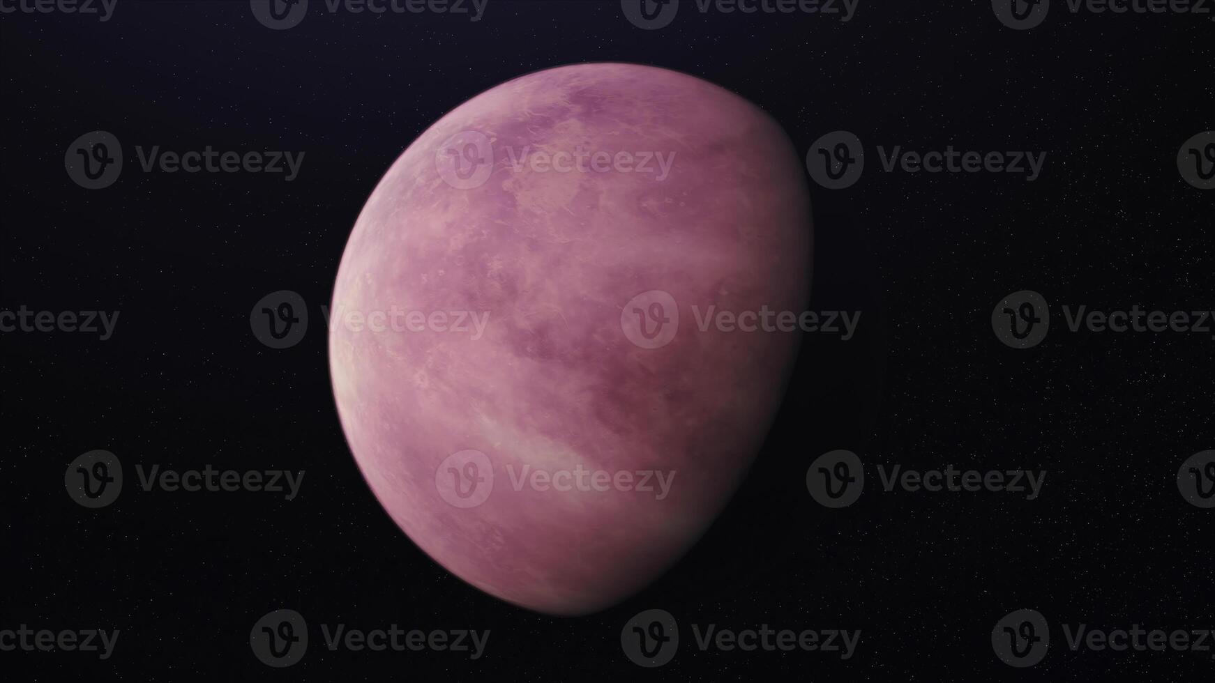 Abstract animation of unknown pink planet rotating in outer space. Animation. Abstract pink planet orbiting in space with evolving atmosphere and stars photo
