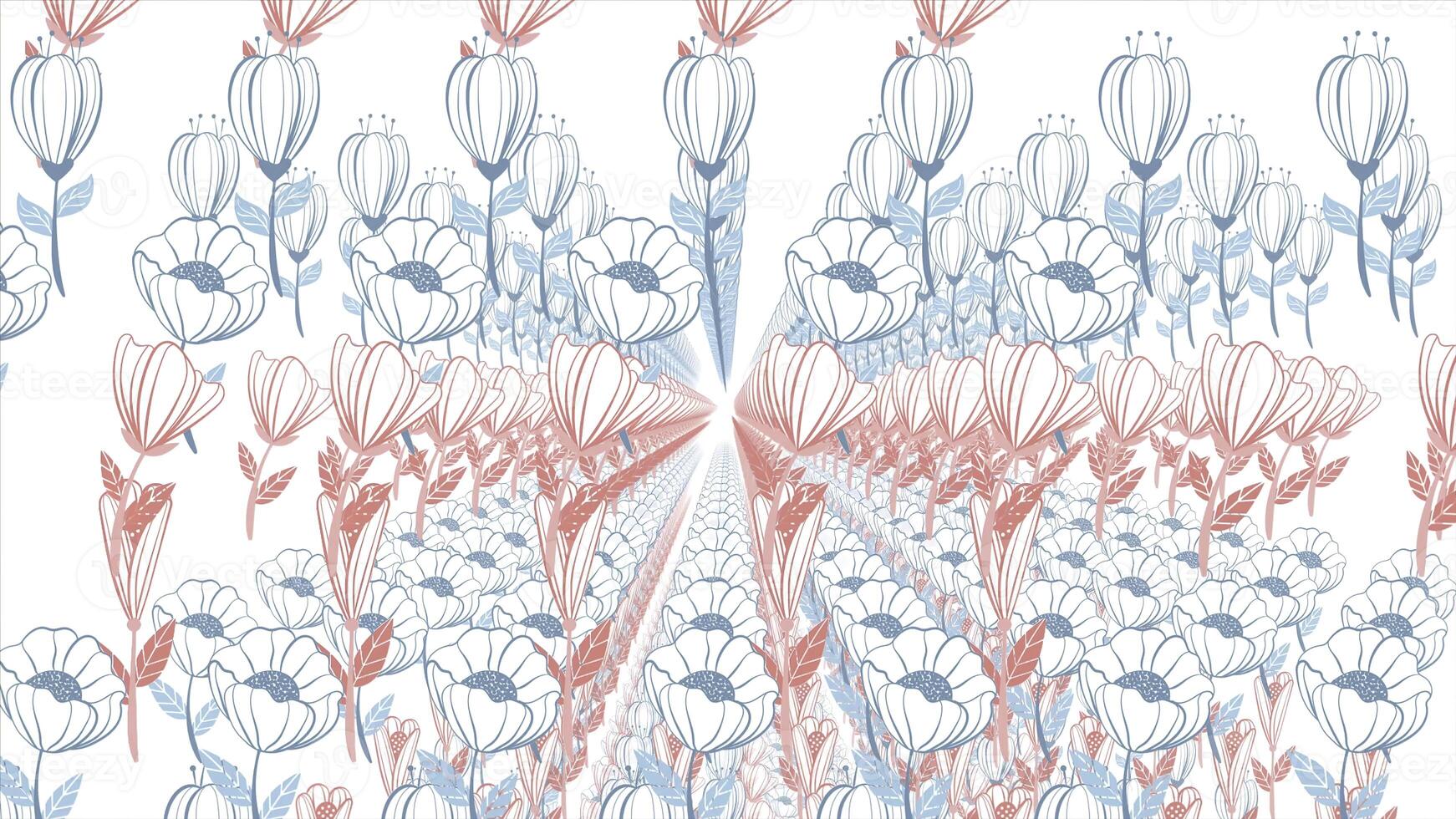 Background of the painted flowers in the animation. Beautiful floral background photo