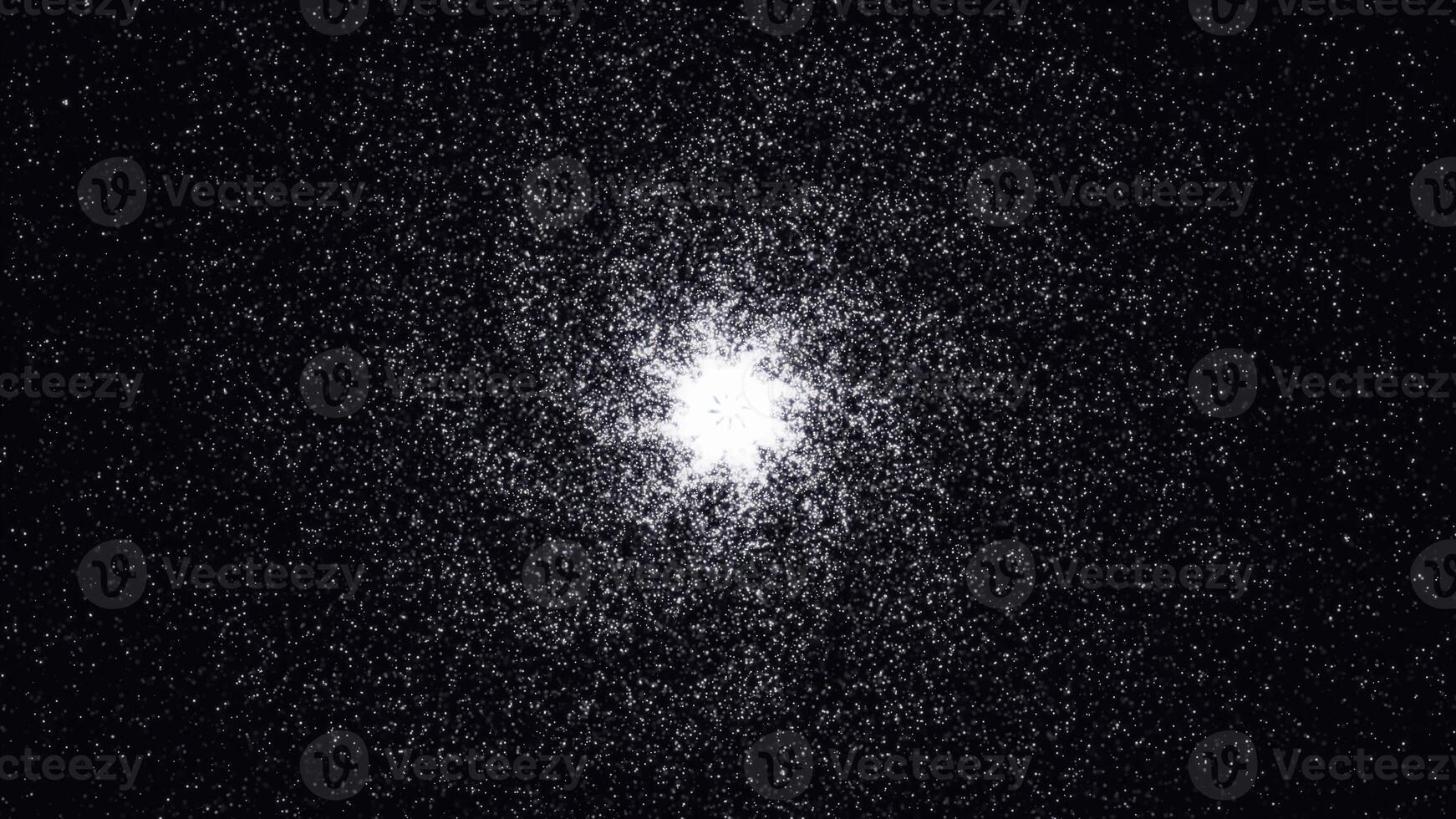 Abstract galaxy with white star dust on black background. Digital cosmic universe with white shining stars, monochrome. photo