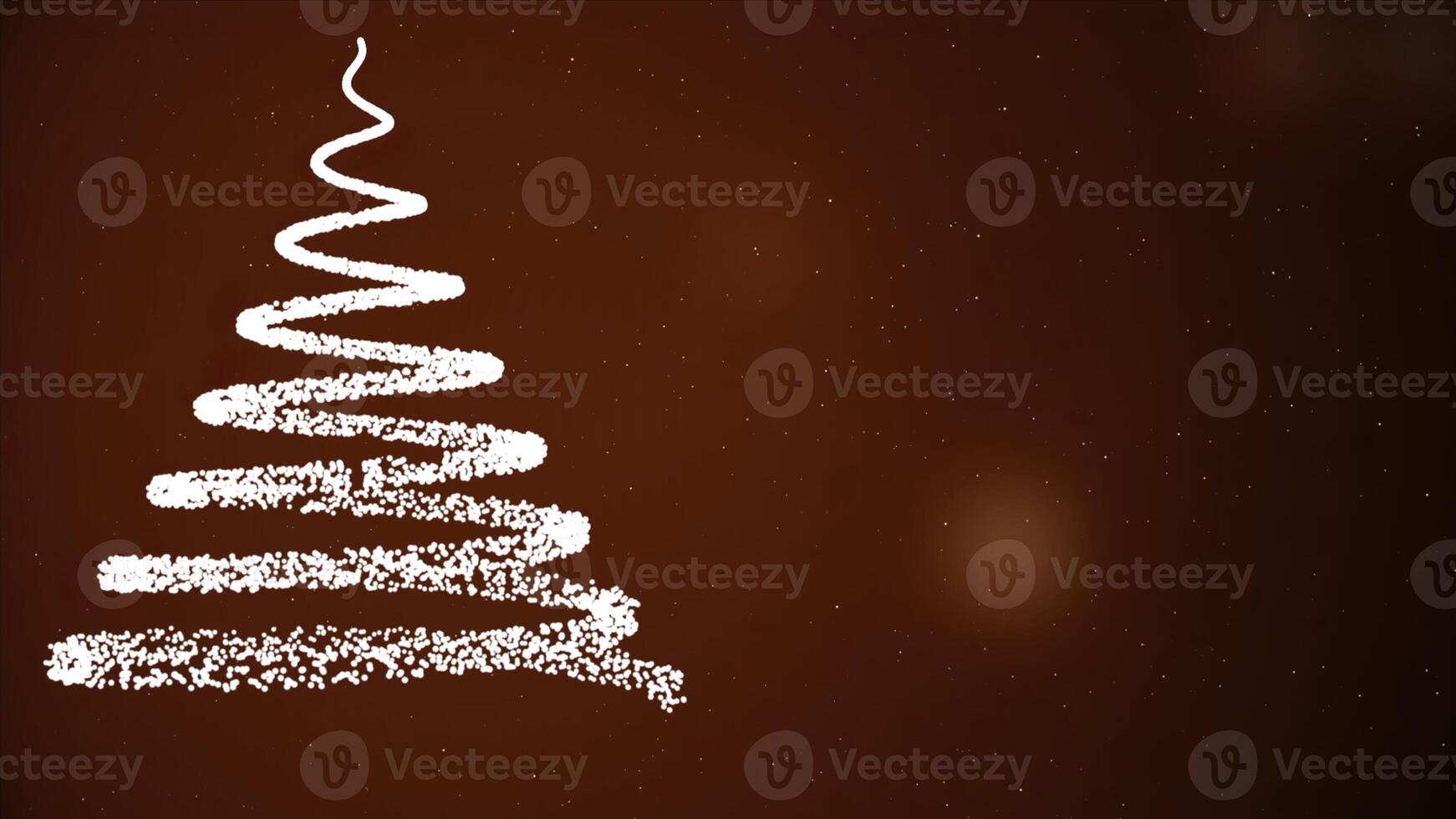 Animation of Christmas tree with falling snowflakes. Red background. photo