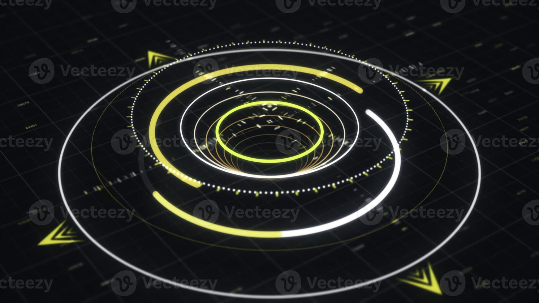 Future and innovation concept. Animation. Abstract animation of circular graph with digits on the dark background photo