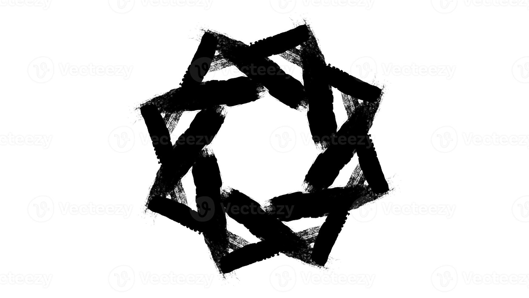 Abstract animation of black octagonal star painted on the white background. Animation. Animated Star Background Sketch Style photo