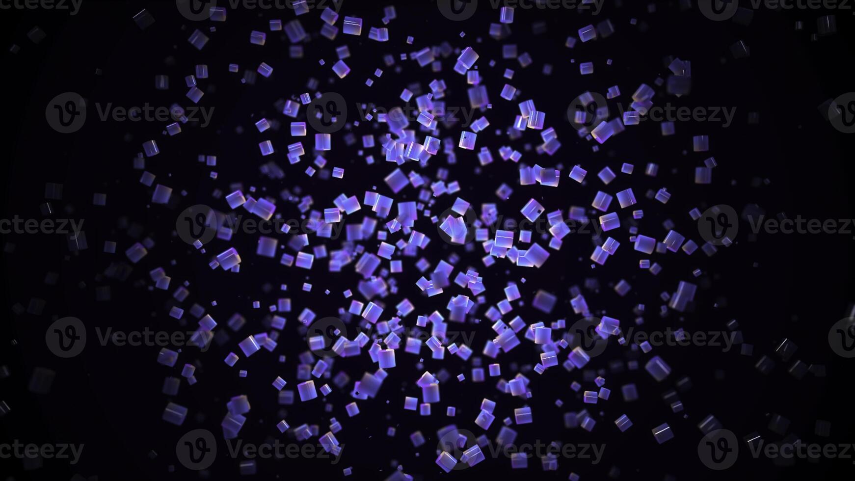 Computer generated abstract background, 3D rendering backdrop. Animation. Abstract animation of small neon multicolored 3d particles floating slowly on the black background. photo
