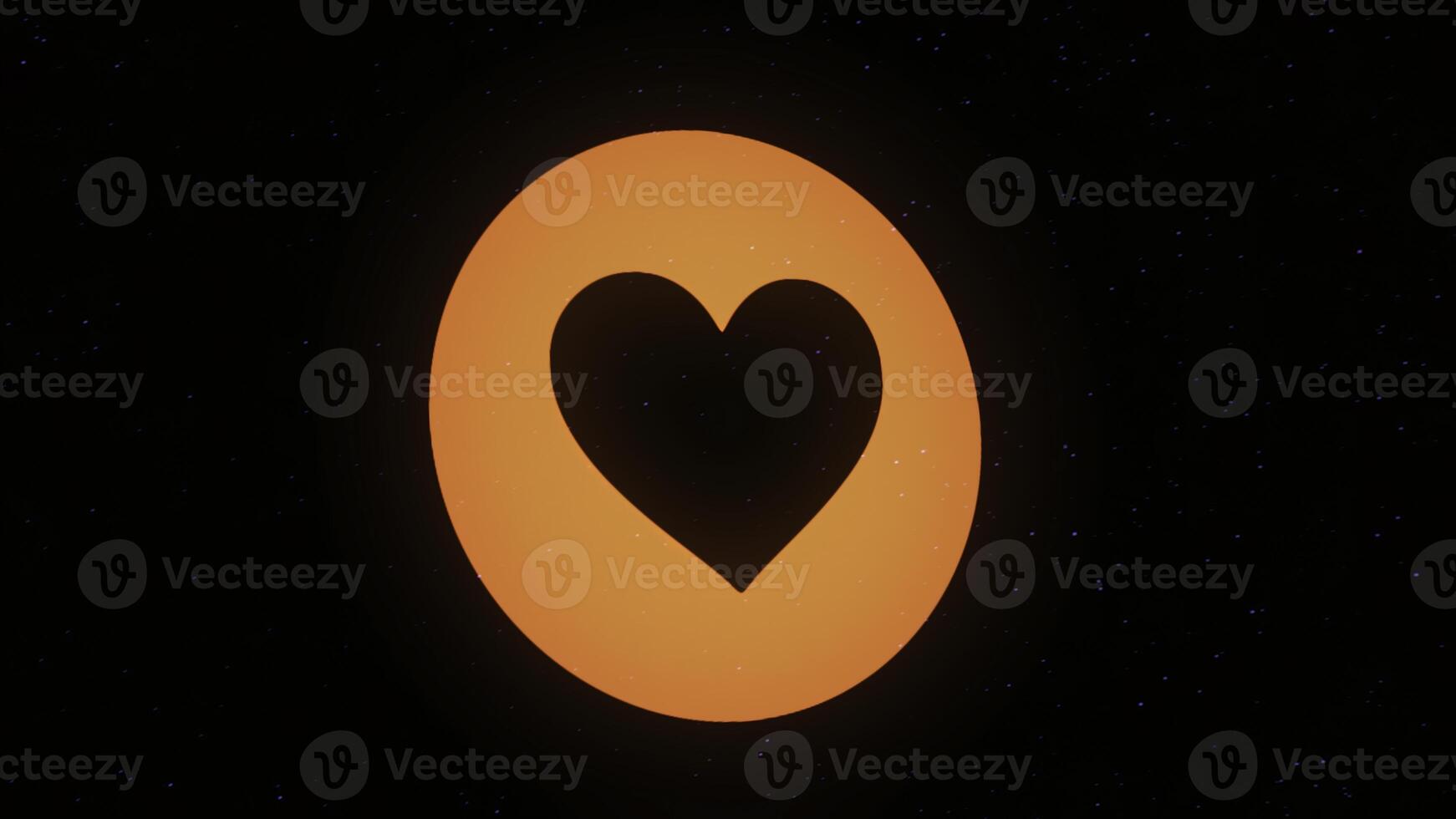 Animation of the heart icon in the digital space. Animation. Digital animation of the sign of the heart and love in the virtual space of the future photo