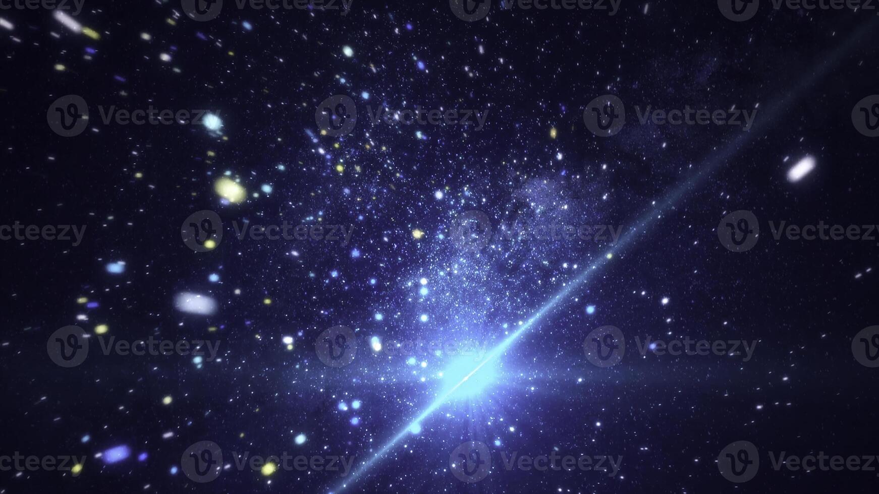 Abstract cosmic space with bright stars. Animation. Moving among bright sparkling stars in outer space of clear night photo