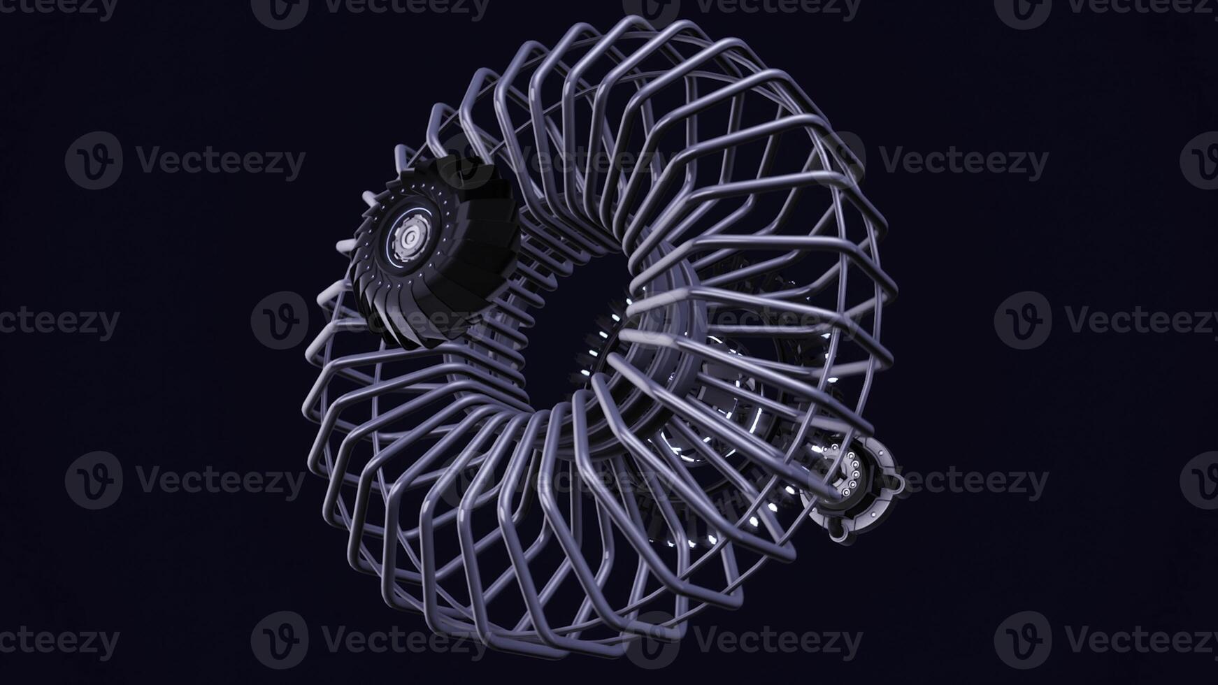 3D animation of details and technologies. Animation. Ultra future technology made of shiny steel for parts and body with neon lights. 3D graphics projecting technologies of future photo