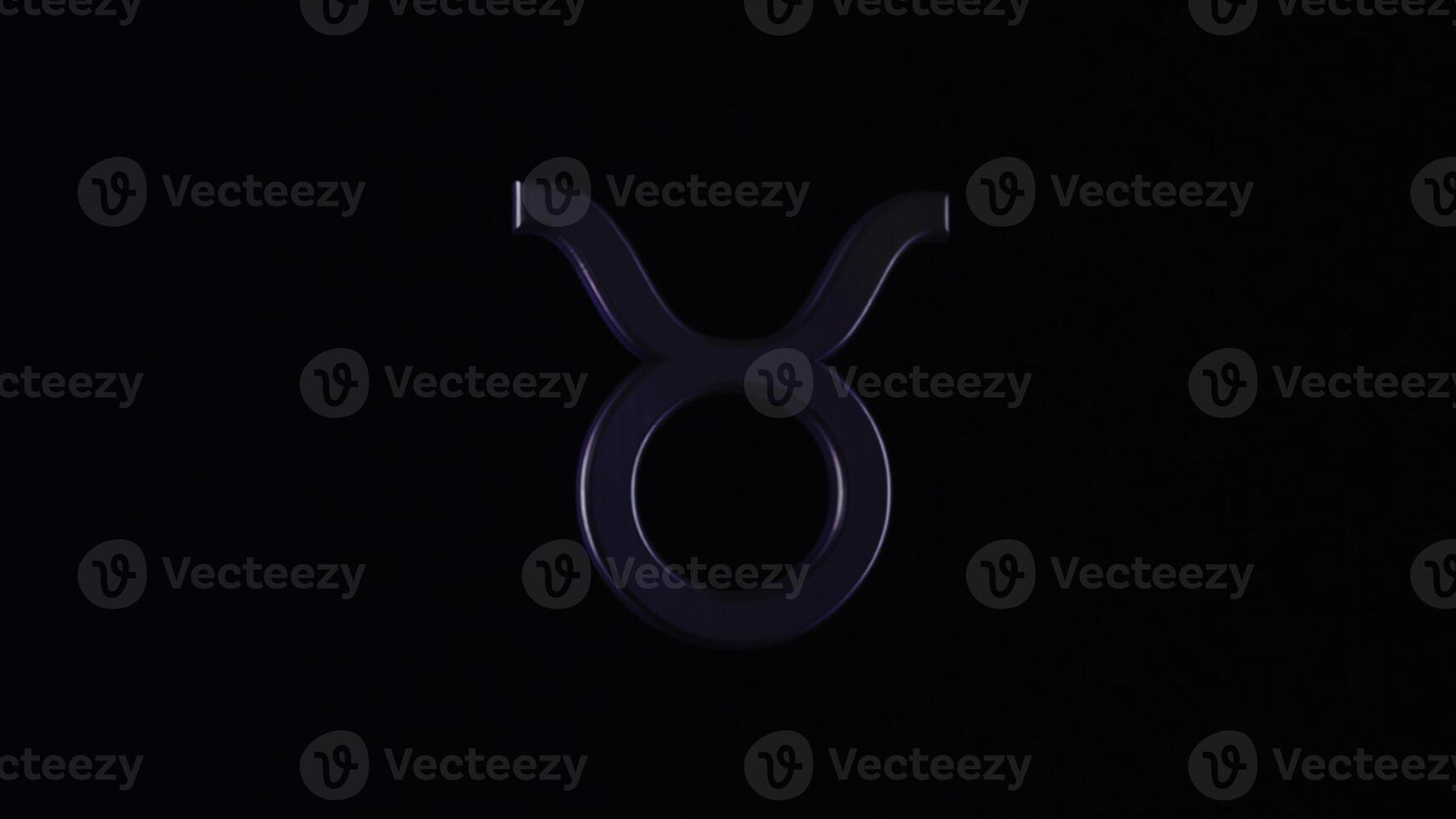 Zodiac symbol or Taurus sign. Animation. 3D zodiac sign on black background. Textured volumetric zodiac sign Taurus rotating on black background photo