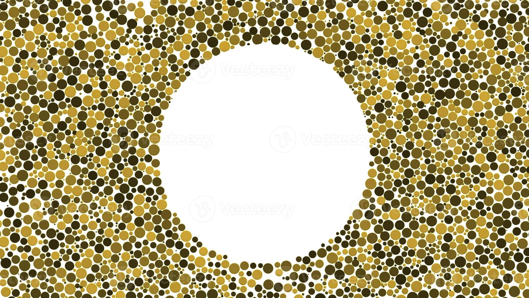 Quick motion of multi-colored dots of different size creating the empty circle-shaped space and falling down. Animation. Flat style 2D cartoon animation in 4K, ultra HD format. photo