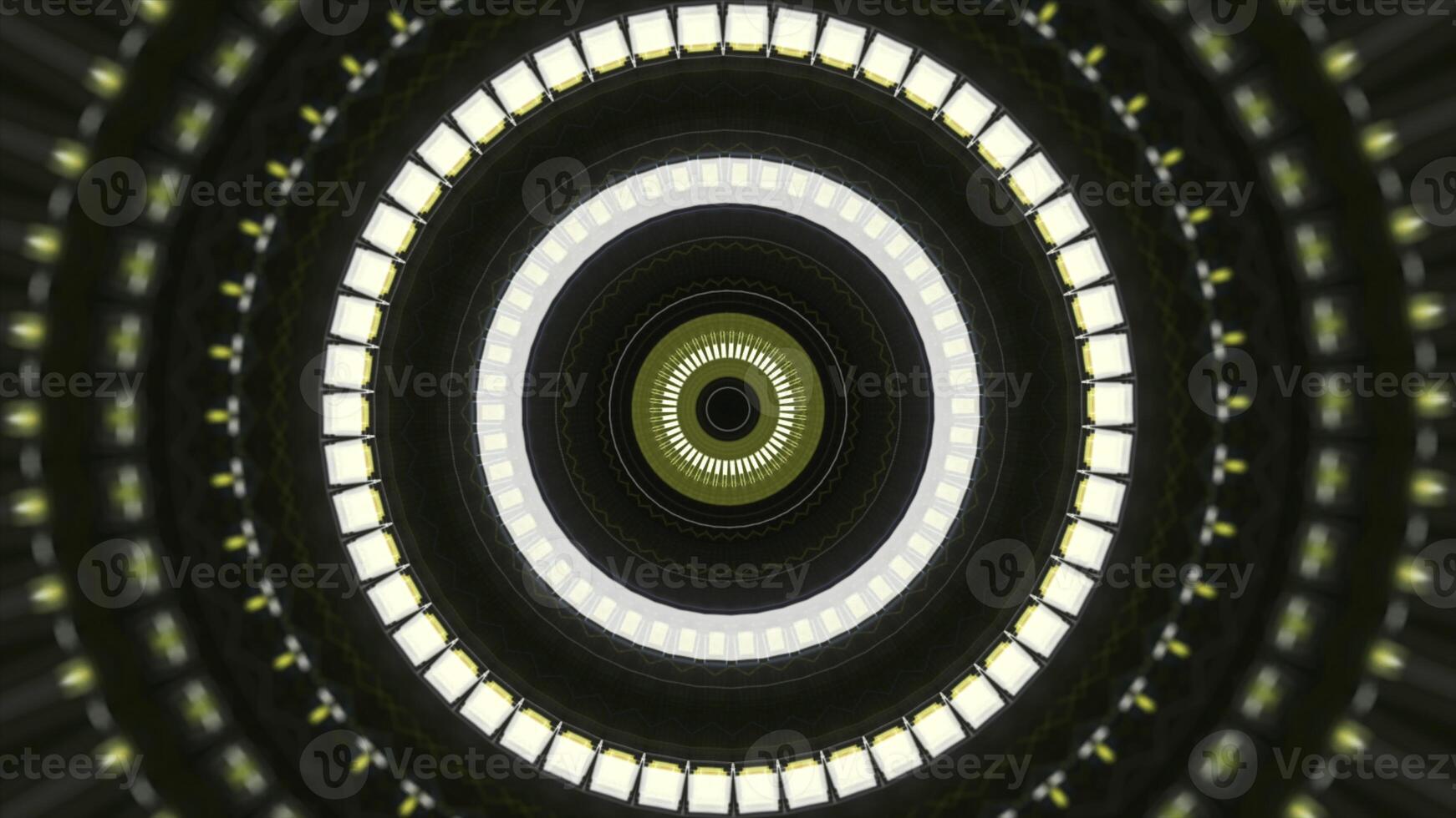 View inside of a science fiction space ship or space station tunnel interior. Animation. Futuristic alien ship with empty sci-fi night corridor, seamless loop. photo