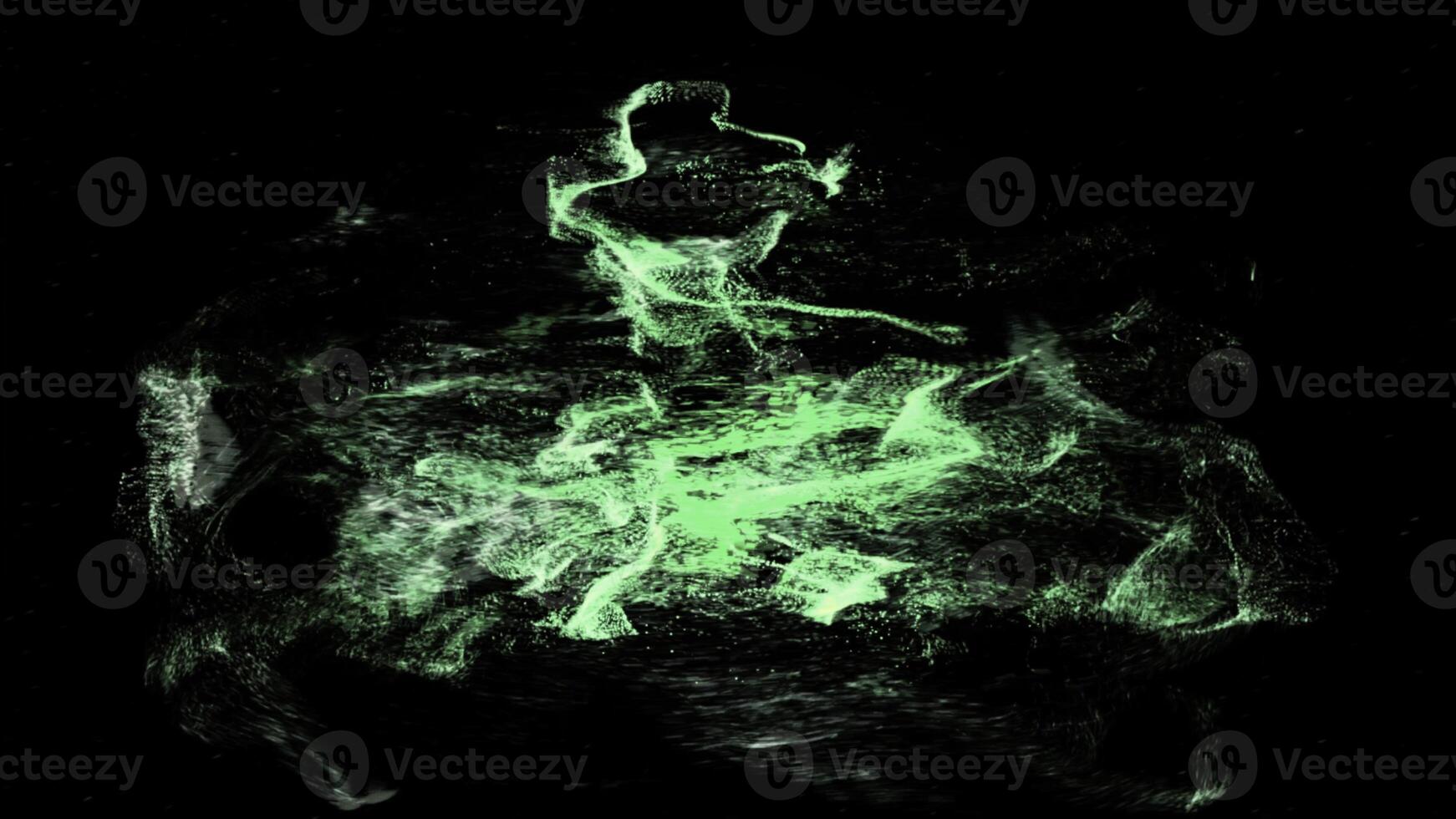 Abstract animation of the email icon decaying into multicolored moving particles on black background. Animation. Technology and internet backdrop. photo