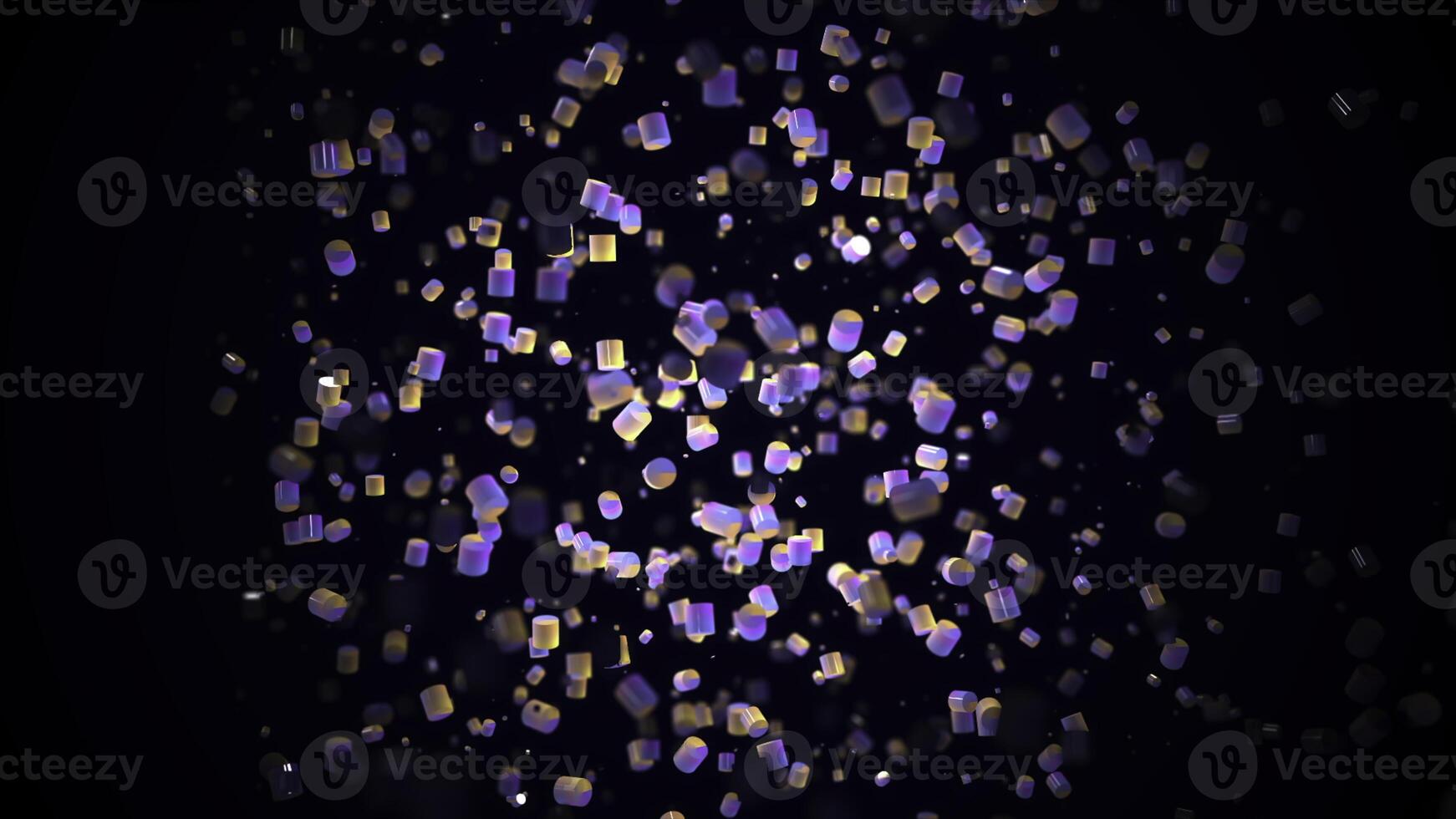 Abstract animation of small neon multicolored 3d particles floating slowly on the black background. Animation. Beautiful colorful abstract background photo