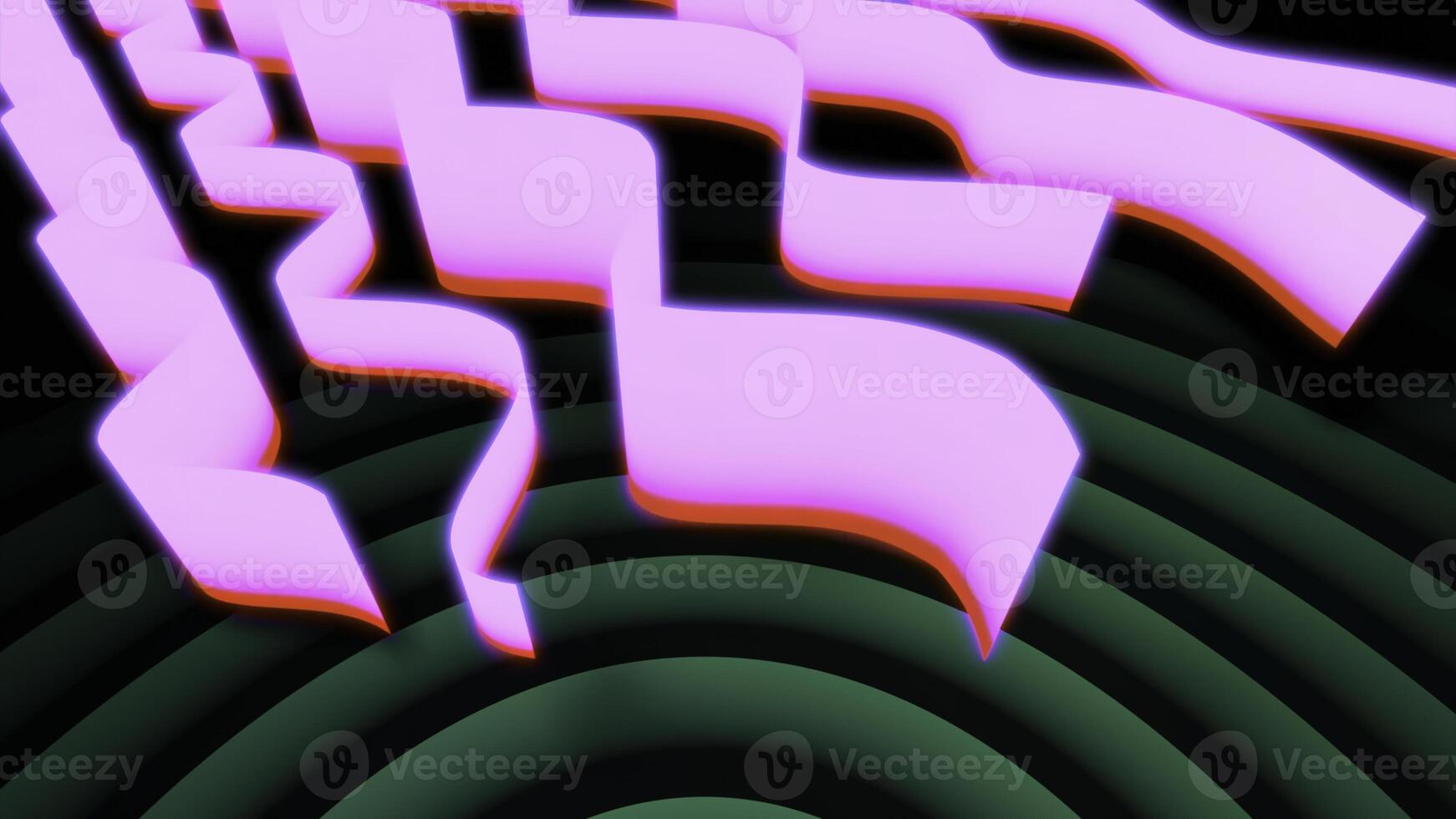 Wavy lines move in space on background of circles. Design. Beautiful wavy lines move in space. Virtual movement of wavy stripes on spiral background photo