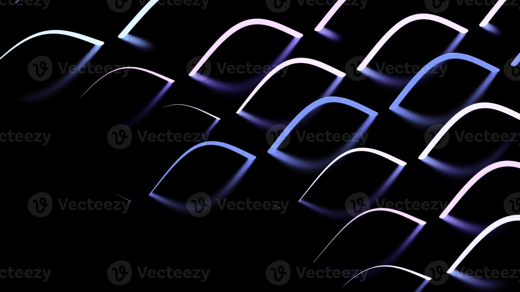 Moving luminous lines with reflection in dark space. Design. Beautiful luminous lines create pattern with reflection. Lines with reflection in form of droplets move in dark space photo