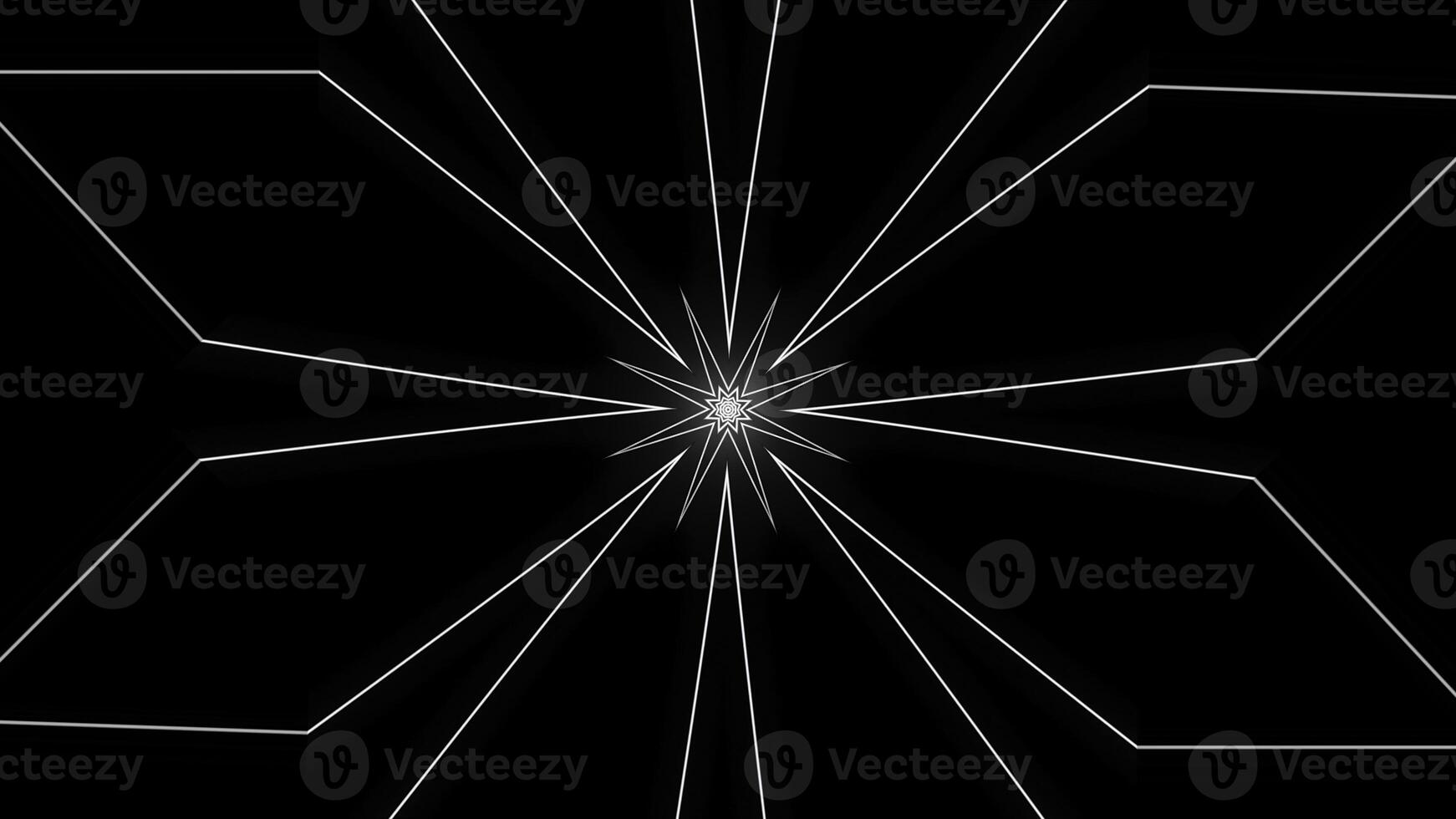 Geometric floral pattern with flashing movements. Animation. Cyber pattern with geometric lines on black background. Moving geometric pattern with hypnotic effect on black background photo