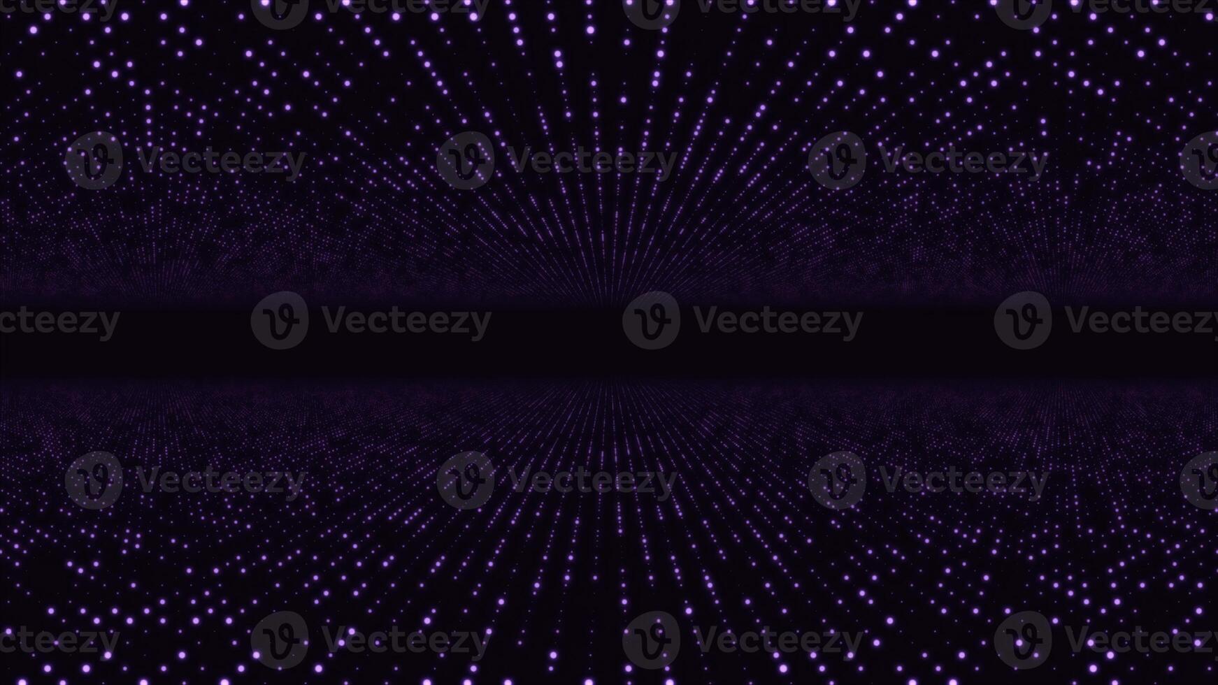 Portal to cyberspace with dots on black background. Animation. Spatial perspective with moving luminous dots on black background. Linear portal in matrix with walls of dots photo