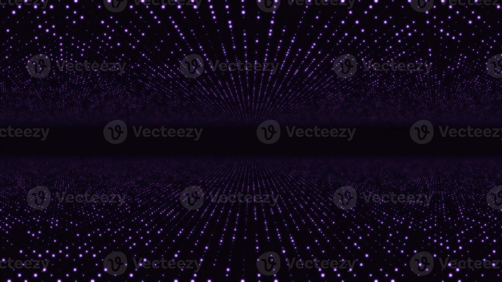 Portal to cyberspace with dots on black background. Animation. Spatial perspective with moving luminous dots on black background. Linear portal in matrix with walls of dots photo