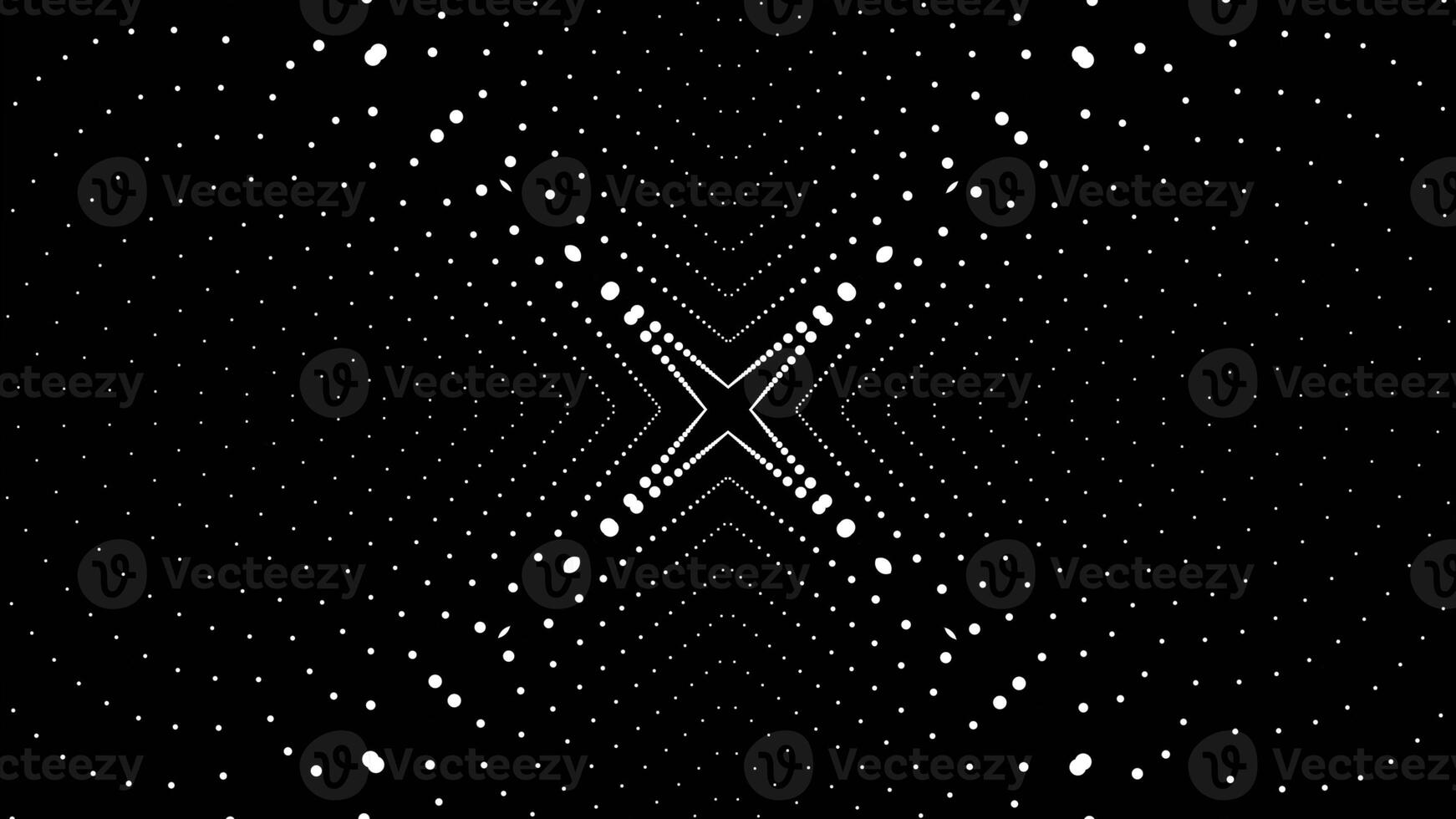 3d space effect with pattern of dots. Animation. Hypnotic effect of immersion in animation with pattern of dots. Movement in flow of pattern of dots on black background photo