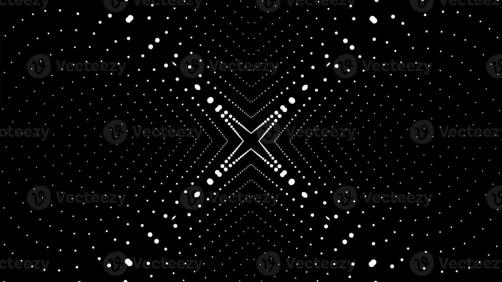3d space effect with pattern of dots. Animation. Hypnotic effect of immersion in animation with pattern of dots. Movement in flow of pattern of dots on black background photo