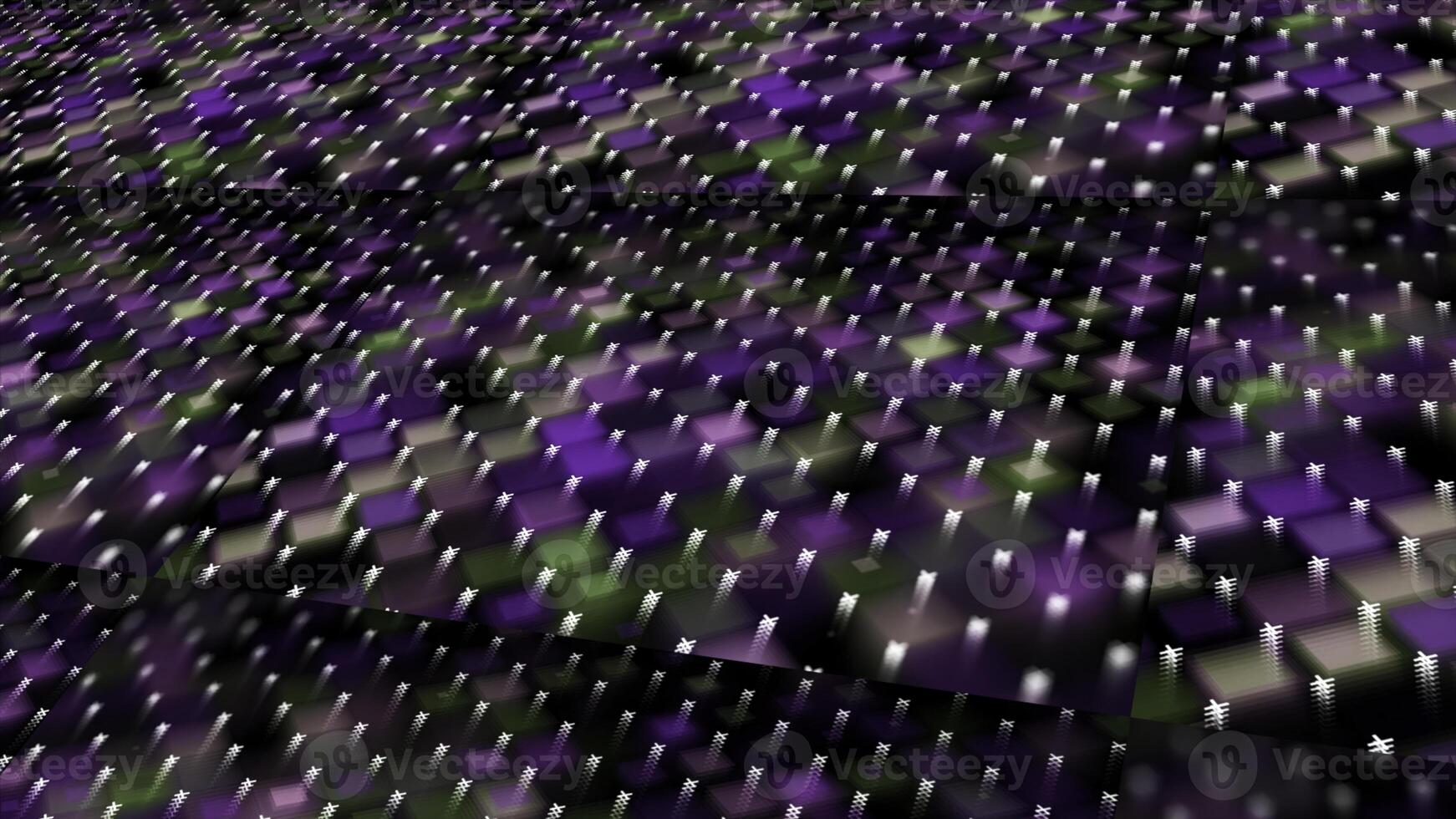 Blurred squares are moving gently on the black screen. Animation. Field with shimmering squared shapes. photo
