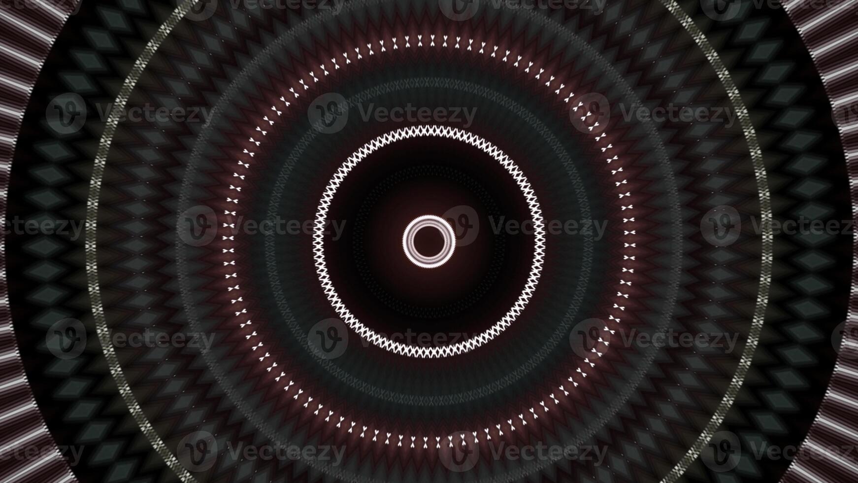 Abstract blinking spreading circle shapes. Animation. Effect of mandala, hypnotic radial rings background. photo