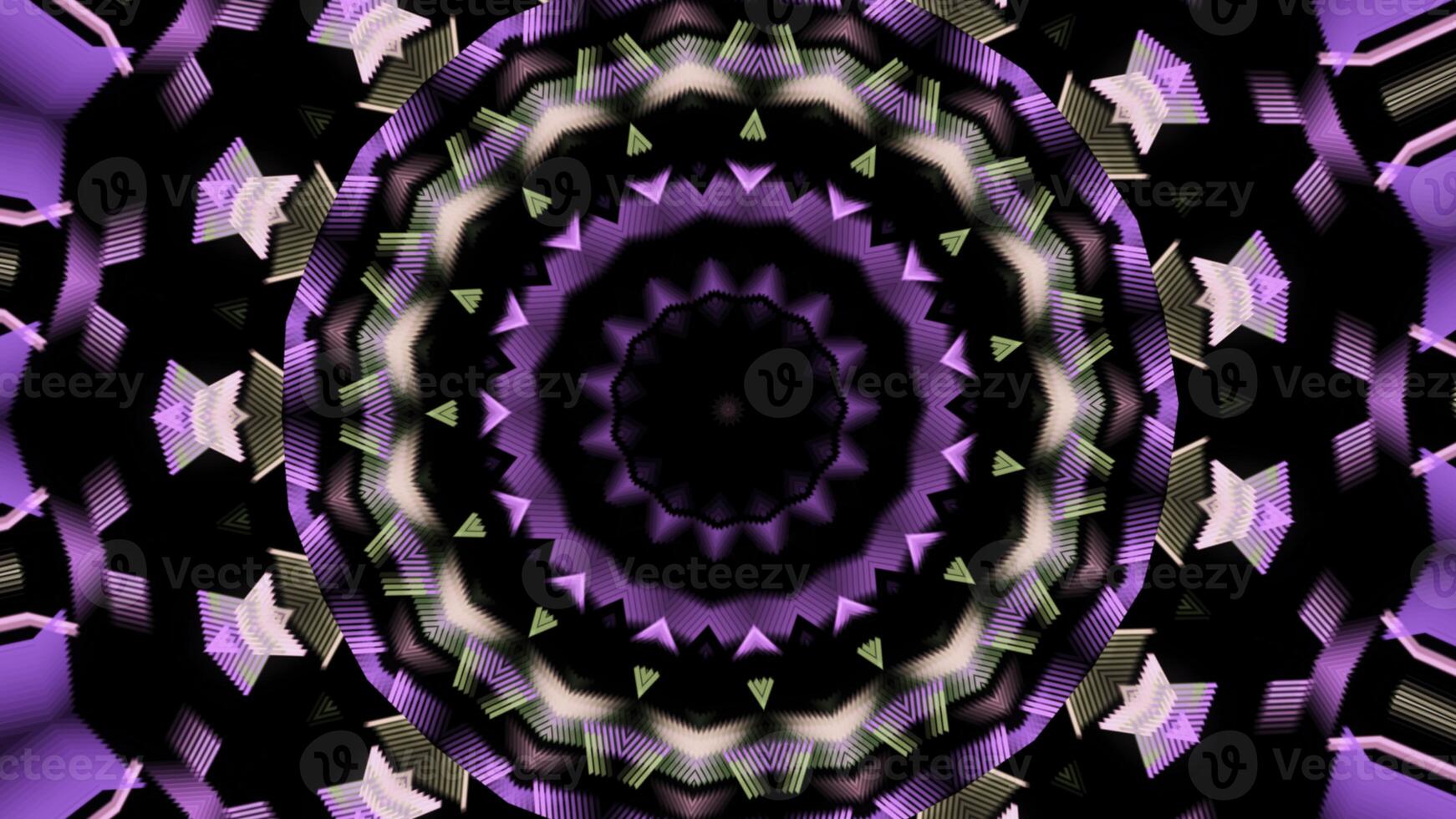 Abstract motion of kaleidoscope with geometric pattern. Animation. Ornamental mandala with repeating fractal shapes. photo