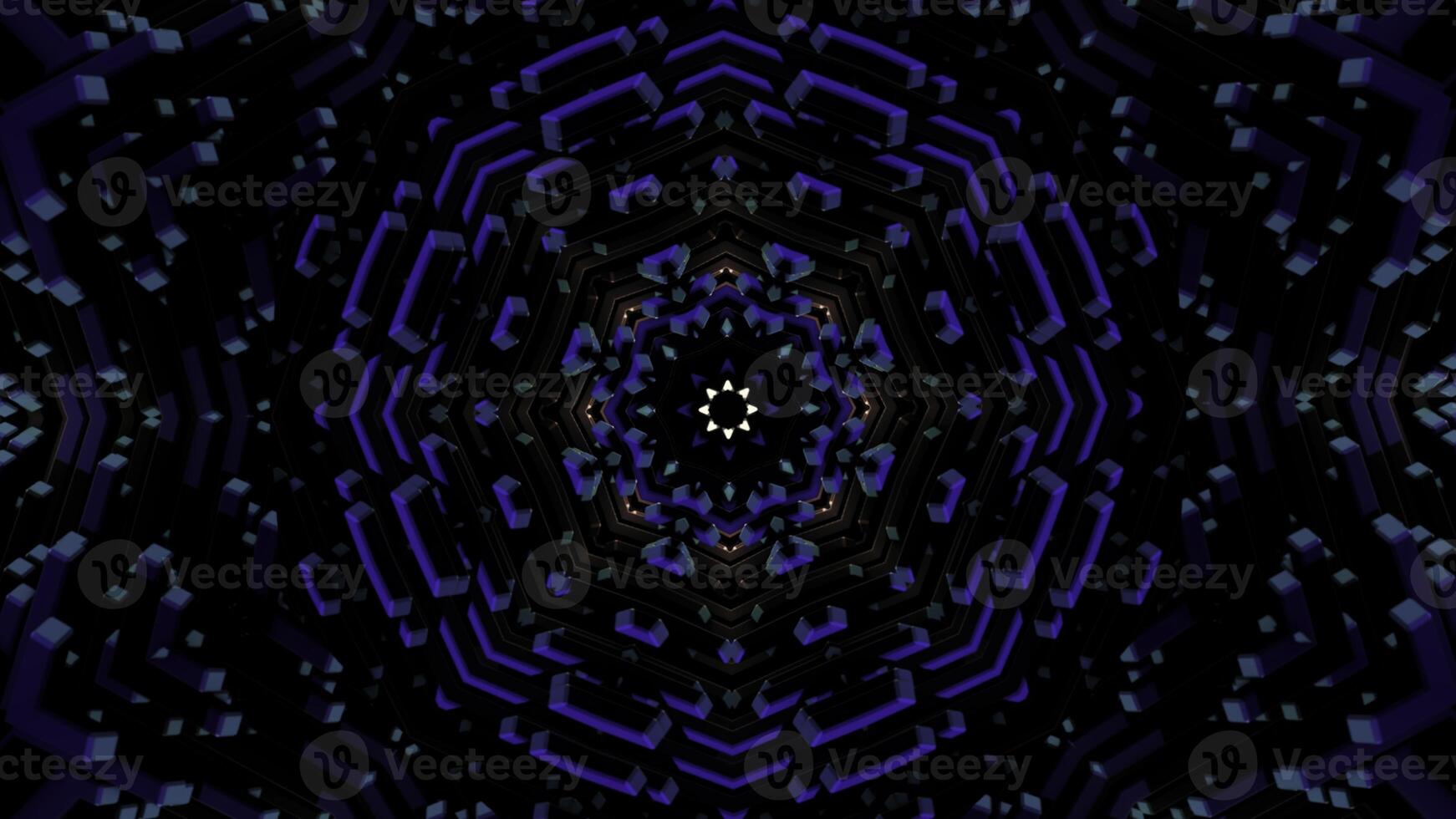 Abstract motion of kaleidoscope with geometric pattern. Animation. Ornamental mandala with repeating fractal shapes. photo