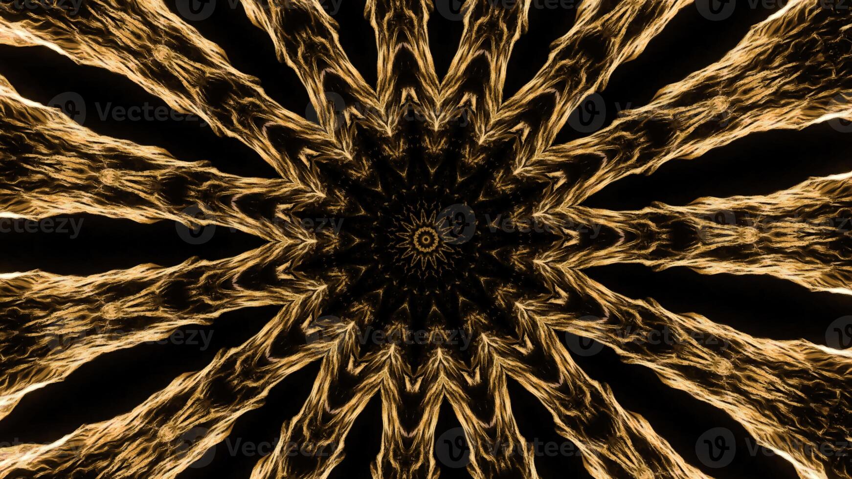 Kaleidoscopic pattern looking like sun with spreading rays. Animation. Symmetrical pattern with energy flow. photo