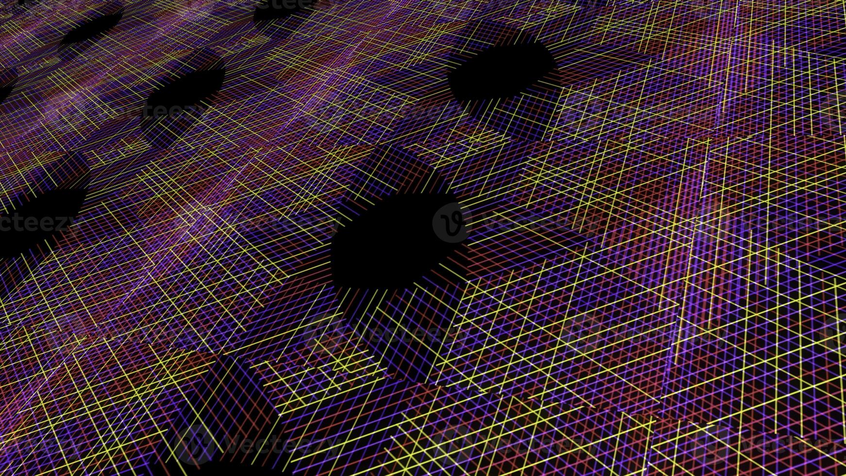 Rotating multicolored laser beams elements on a black background. Animation. Straight crossed bright lines. photo