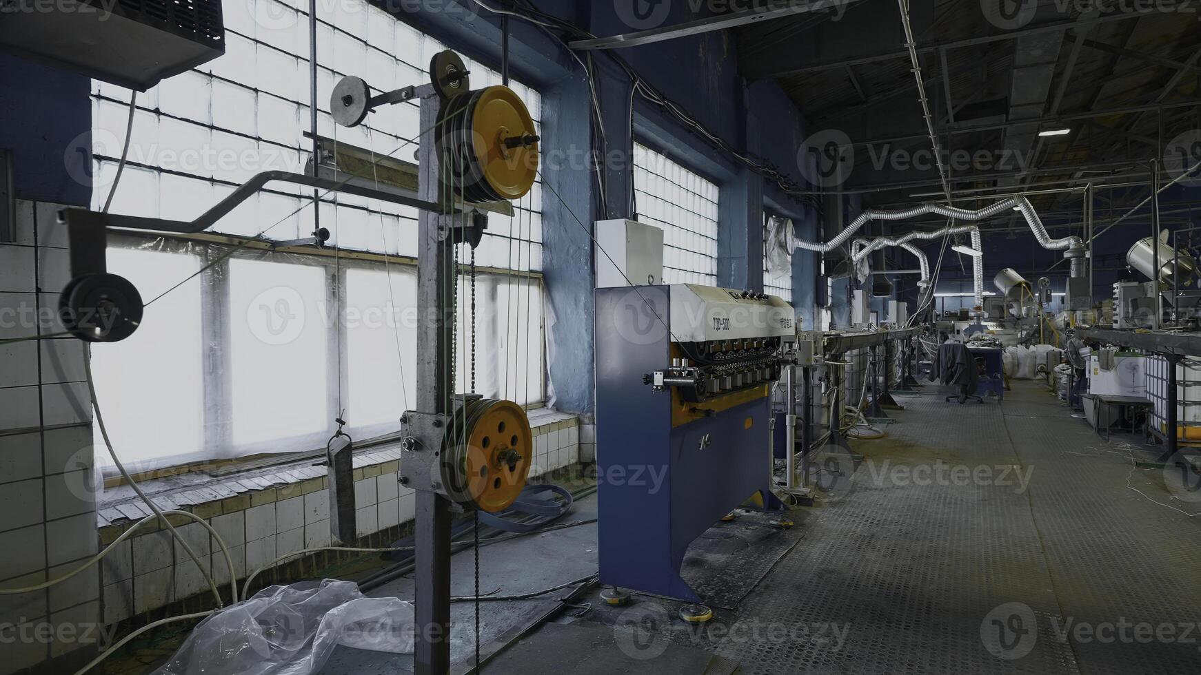 Modern cable manufacturing, cable factory. Creative. Electric cable production process in a modern factory. photo