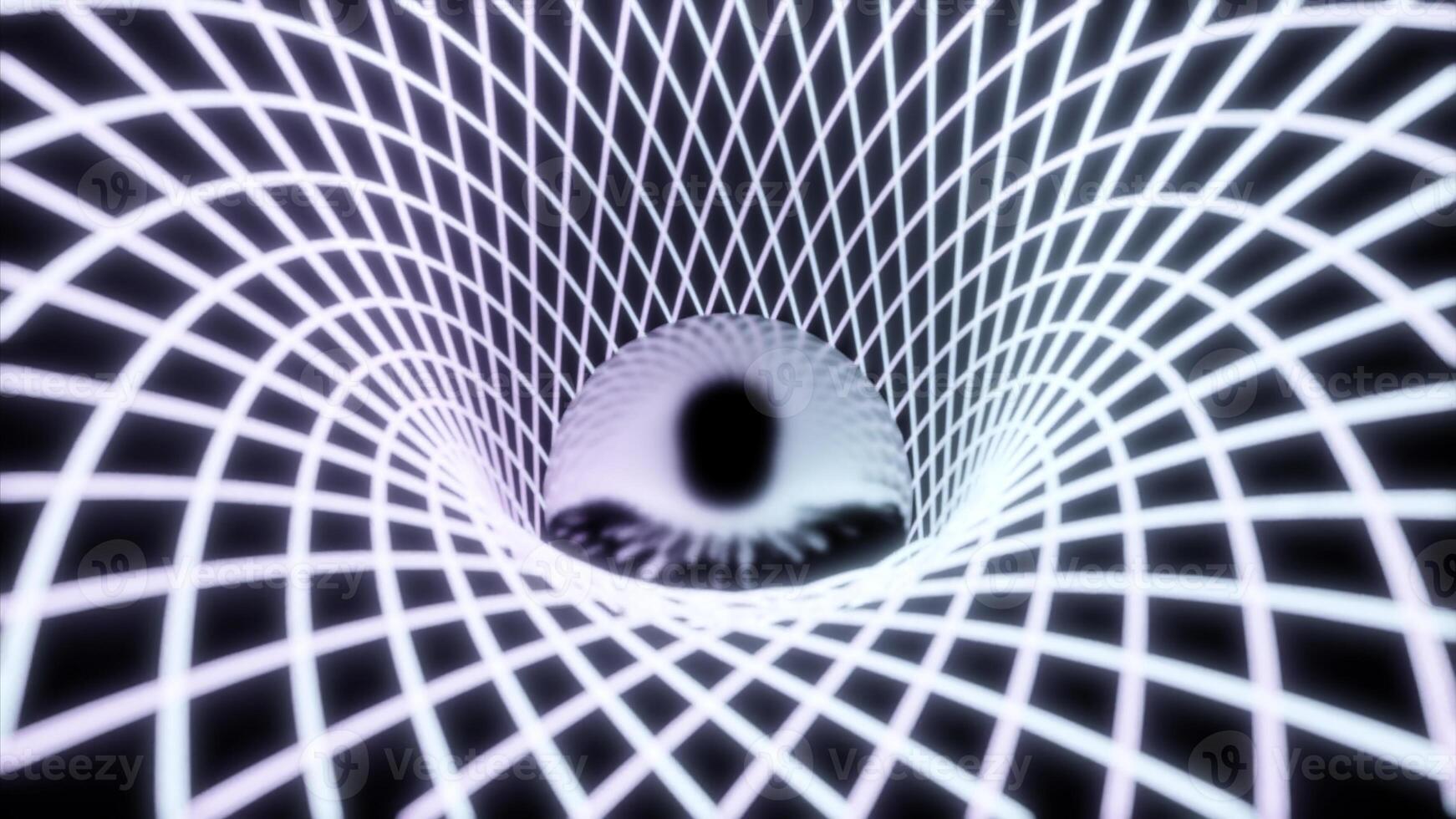 Abstract vortex of bended and crossed lines. Design. Optical illusion of a sphere inside vortex. photo