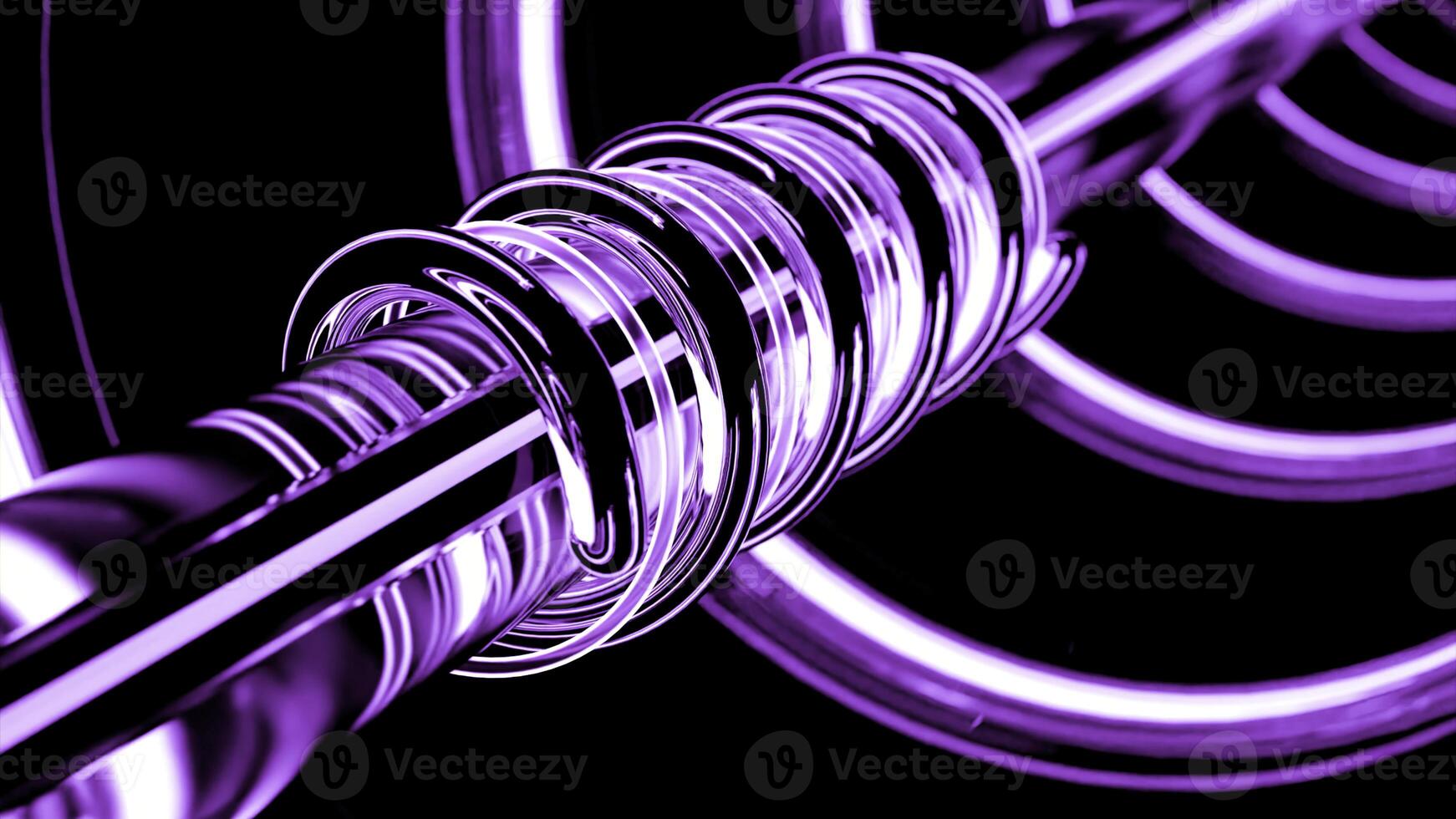 Abstract extraterrestrial tunnel with purple tubes. Design. Lilac bending pipes creating effect of round tunnel. photo