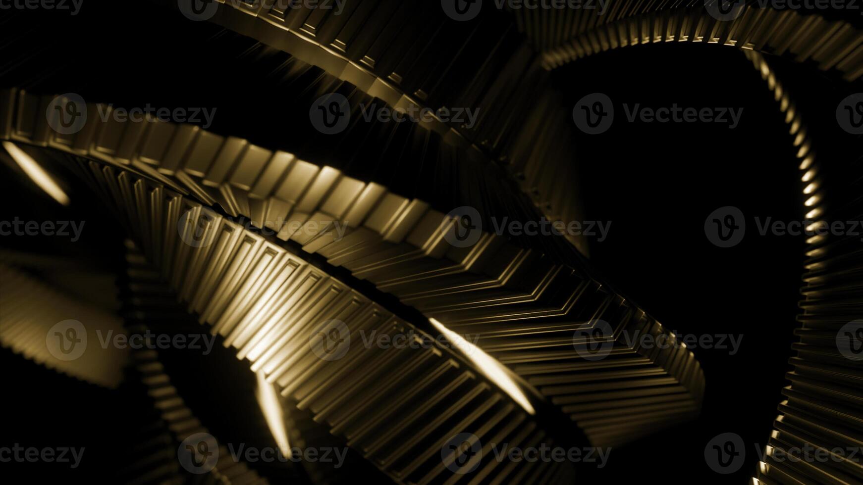 Abstract spinning bronze metal spiral, hypnotic effect. Design. Endless rotation of metal ribbons. photo