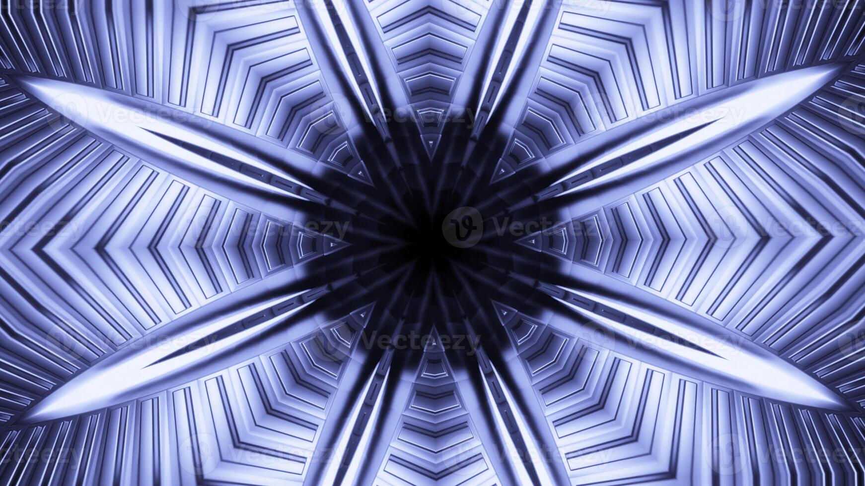 Sci-fi cosmic fractal geometric kaleidoscope. Design. Star shaped pattern creating effect of a tunnel. photo