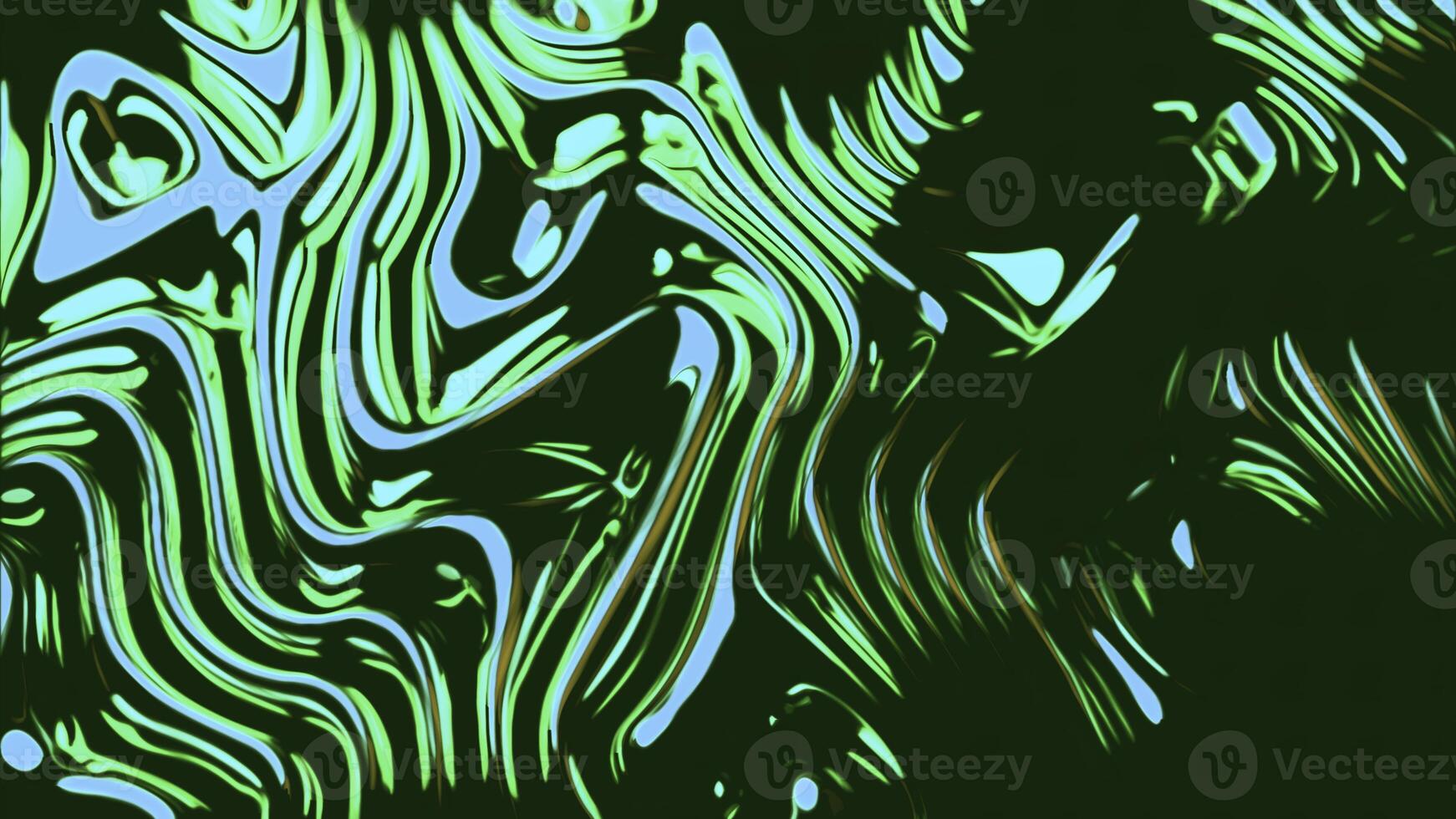 Rows of colorful green stripes rippling and transforming. Design. Glowing liquid flowing stains. photo