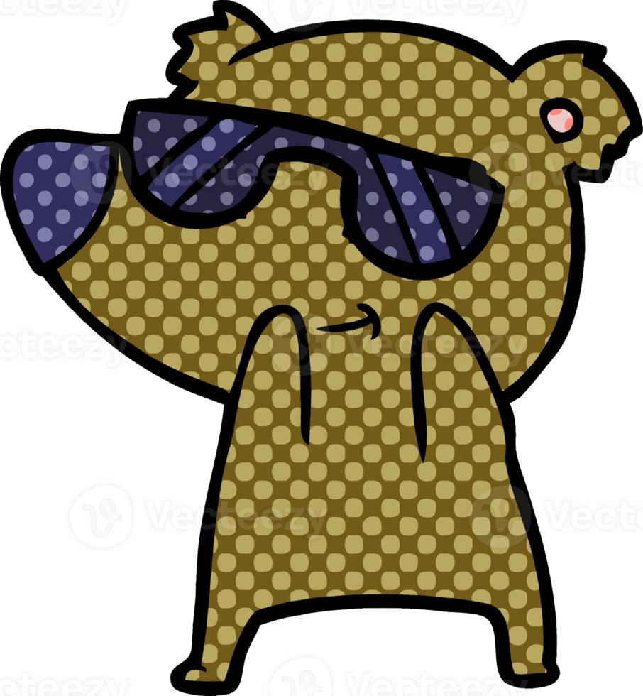 cute cartoon bear wearing sunglasses png