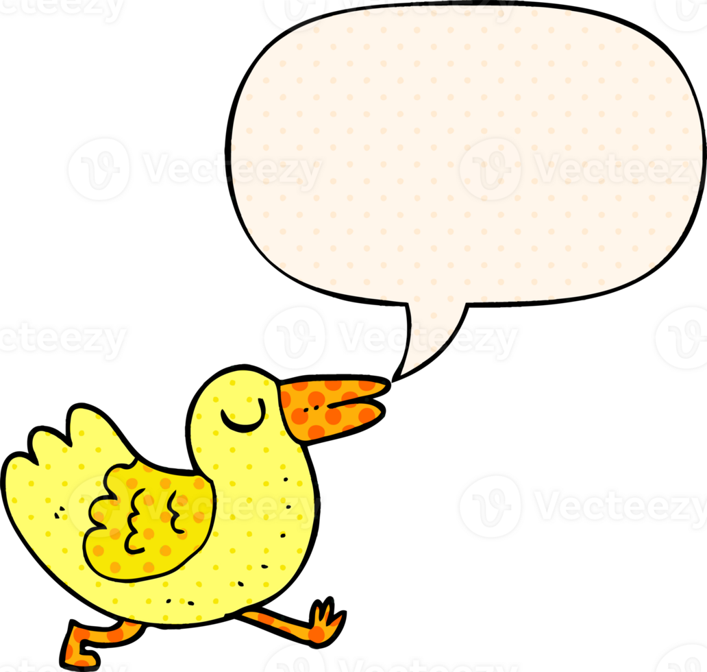 cartoon bird and speech bubble in comic book style png