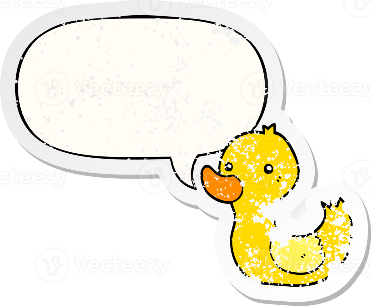 cartoon duck and speech bubble distressed sticker png