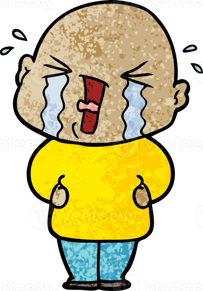 cartoon crying bald man png