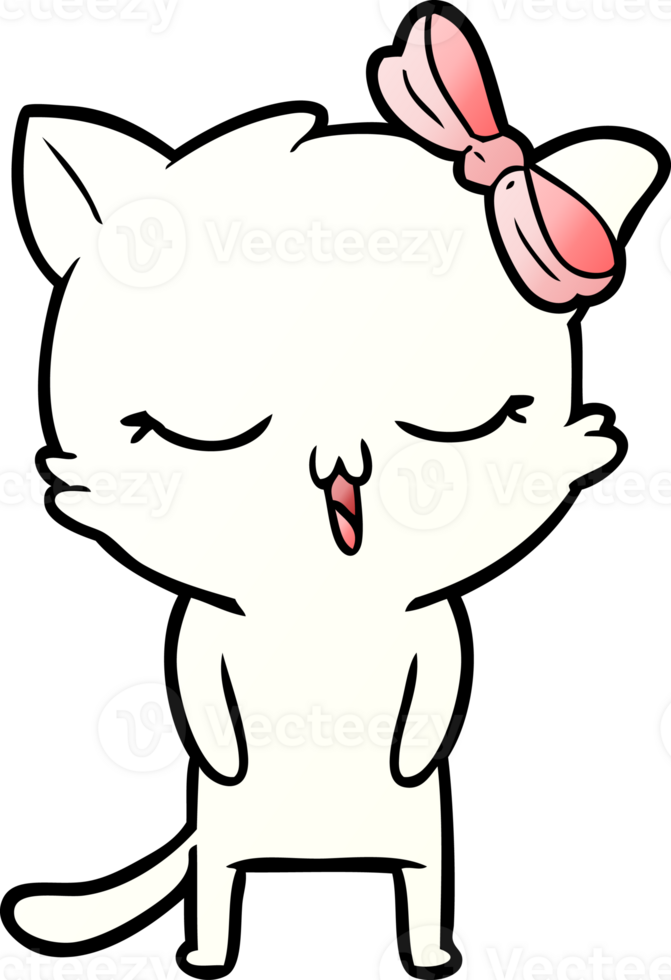 cartoon cat with bow on head png