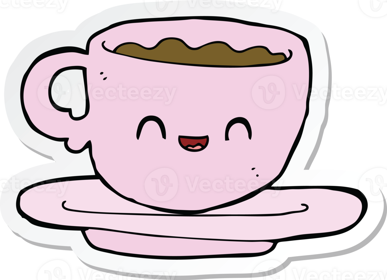 sticker van een cartoon warme kop koffie png