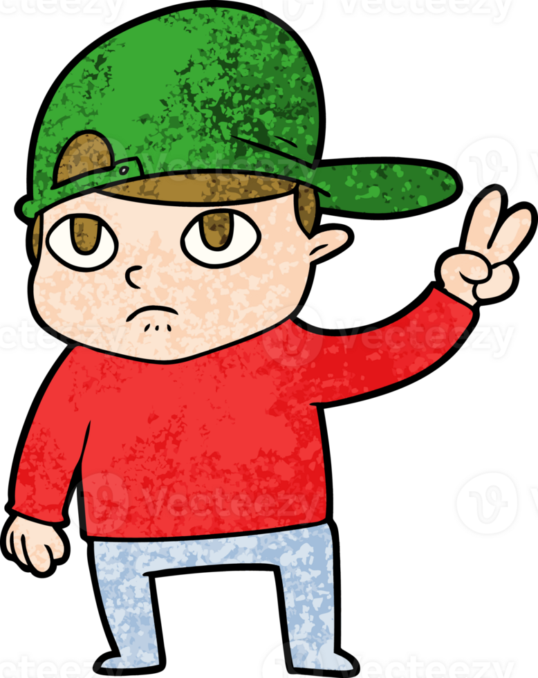 cartoon kid giving peace sign png