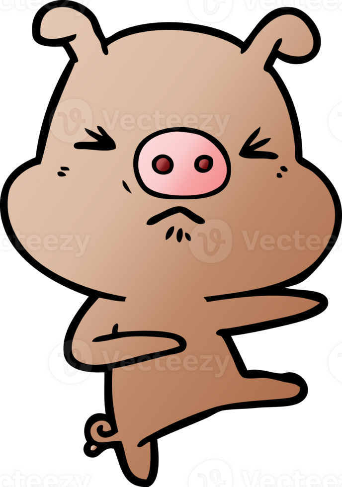 cartoon angry pig kicking out png