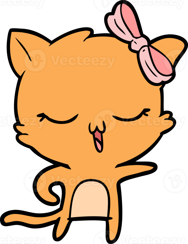 cartoon cat with bow on head png