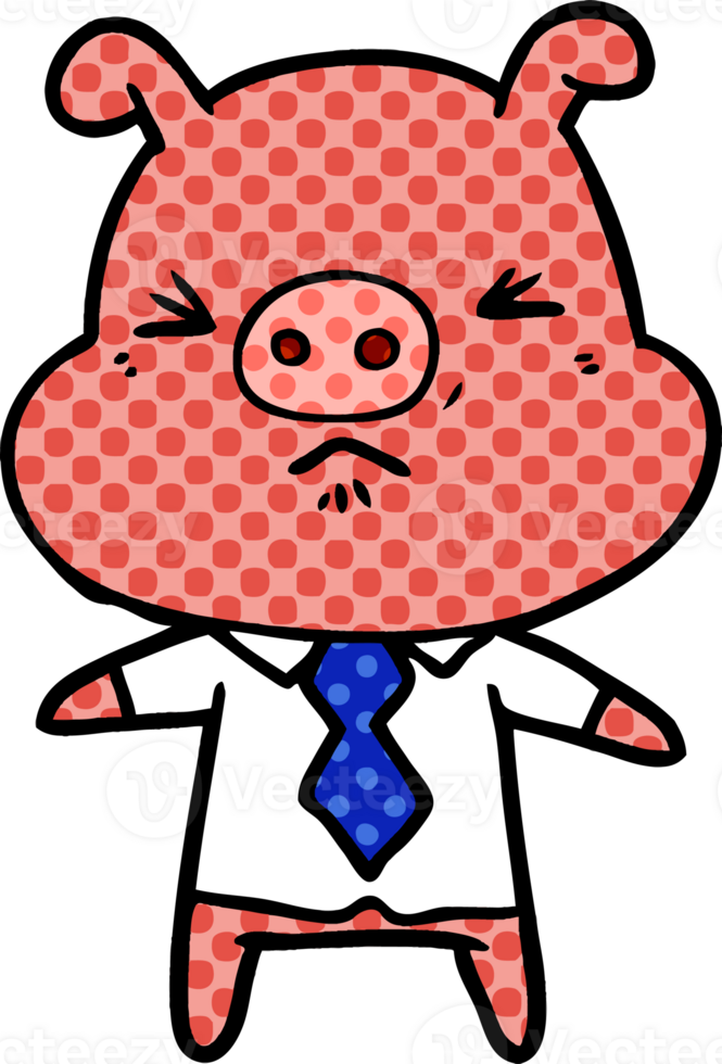 cartoon angry pig in shirt and tie png