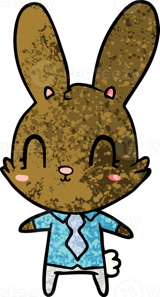 cute cartoon rabbit in shirt and tie png
